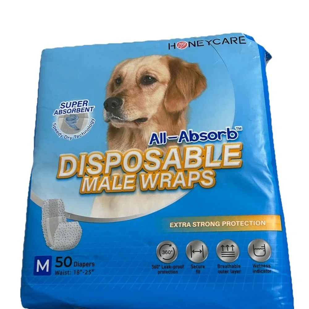 HONEYCARE All-Absorb 50 Count Disposable Male Wraps for Medium (18